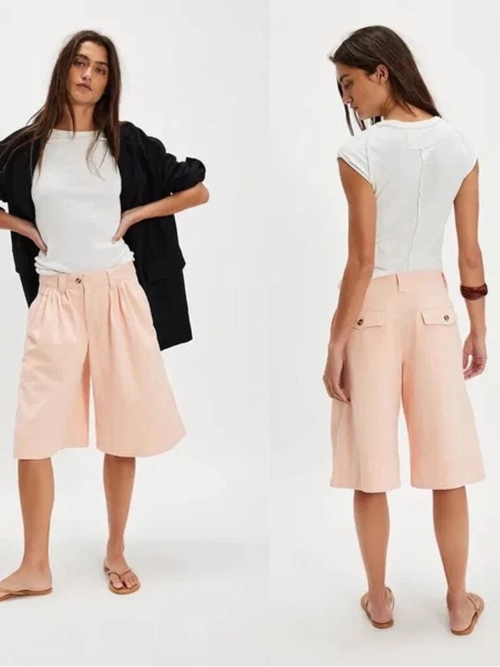 NWOT Free People We The Free Sadie A line Peach Wide Leg Bermuda Culotte Shorts2